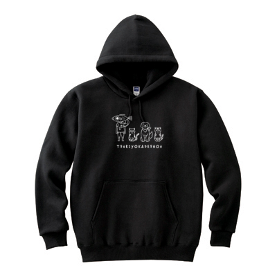 【釣りよかでしょう。】釣りよかくんまりもまるみー勢ぞろいパーカー②(ブラック)