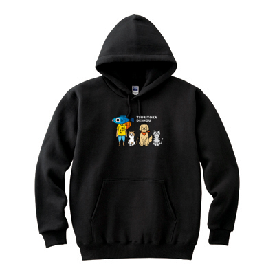 【釣りよかでしょう。】釣りよかくんまりもまるみー勢ぞろいパーカー①(ブラック)