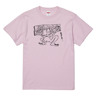 【釣りよかでしょう。】カエルTシャツ(ブラックイラスト)