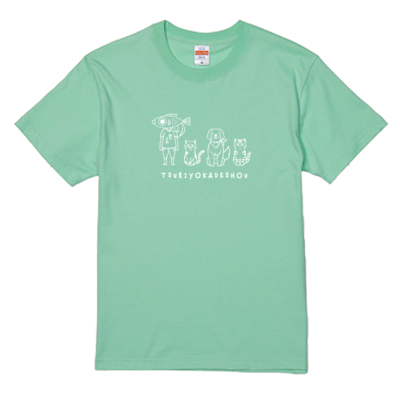 【釣りよかでしょう。】釣りよかくんまりもまるみー勢ぞろいTシャツ(ホワイトロゴ)