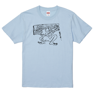【釣りよかでしょう。】カエルTシャツ(ブラックイラスト)