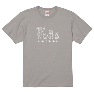 【釣りよかでしょう。】釣りよかくんまりもまるみー勢ぞろいTシャツ(ホワイトロゴ)