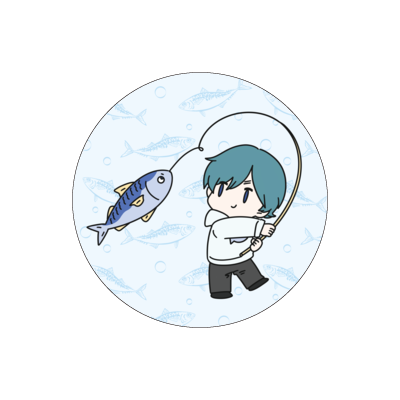 さば釣れた!缶バッジ