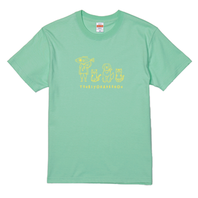 【釣りよかでしょう。】釣りよかくんまりもまるみー勢ぞろいTシャツ(イエローロゴ)