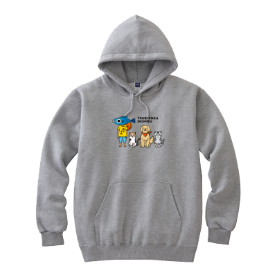 【釣りよかでしょう。】釣りよかくんまりもまるみー勢ぞろいパーカー①(グレー)