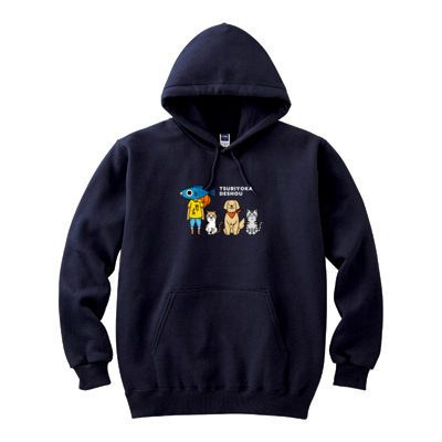 【釣りよかでしょう。】釣りよかくんまりもまるみー勢ぞろいパーカー①(ネイビー)