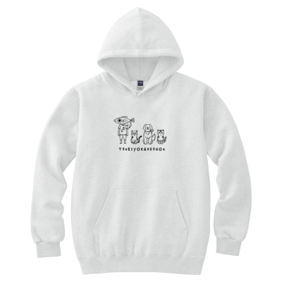 【釣りよかでしょう。】釣りよかくんまりもまるみー勢ぞろいパーカー②(ホワイト)