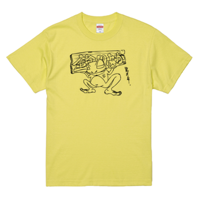 【釣りよかでしょう。】カエルTシャツ(ブラックイラスト)