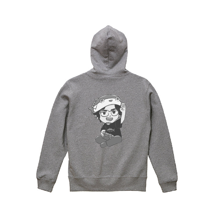 まぐにぃジップパーカー背面付き(グレー)