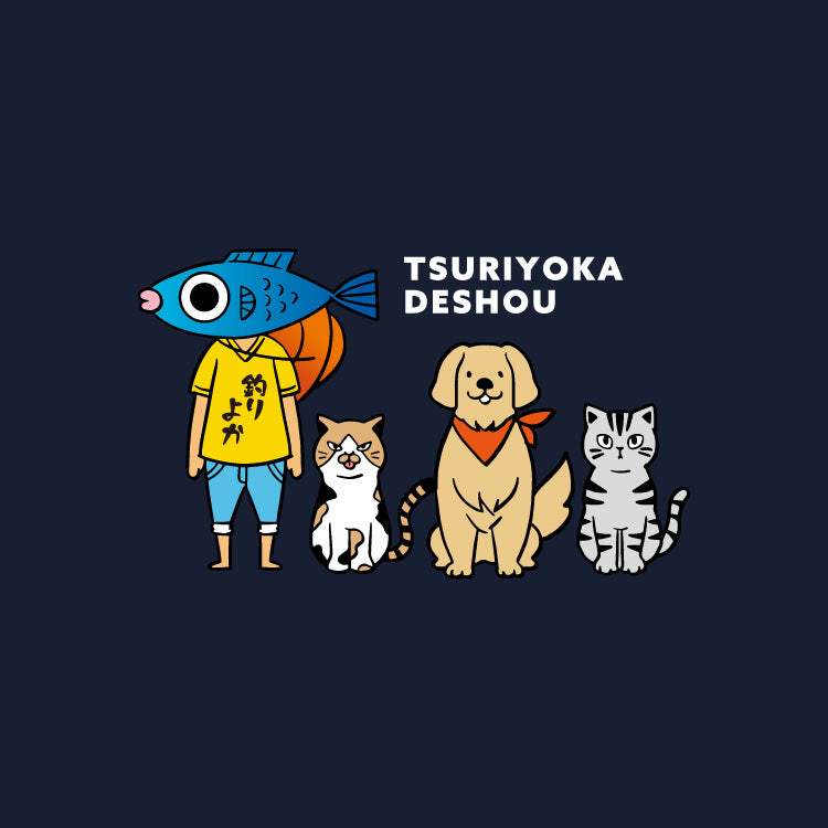 【釣りよかでしょう。】釣りよかくんまりもまるみー勢ぞろいパーカー①(ネイビー)