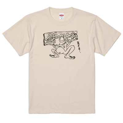【釣りよかでしょう。】カエルTシャツ(ブラックイラスト)