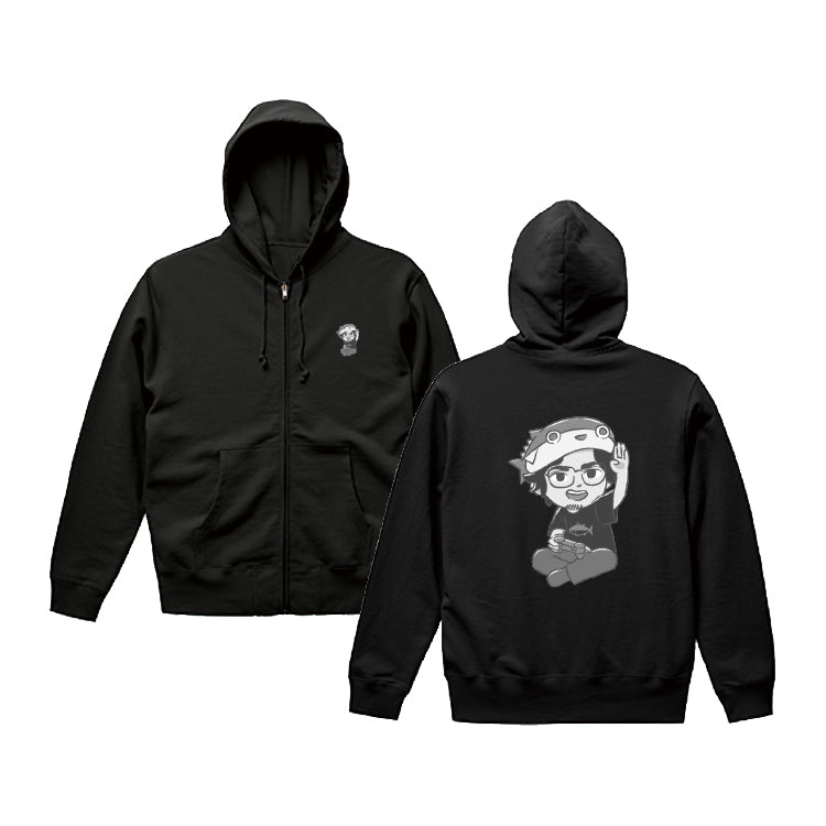 まぐにぃジップパーカー背面付き(ブラック)