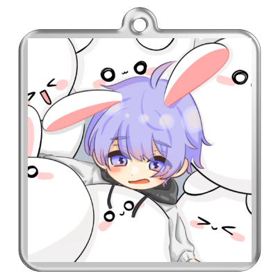 しろくるうさぎまみれアクキー