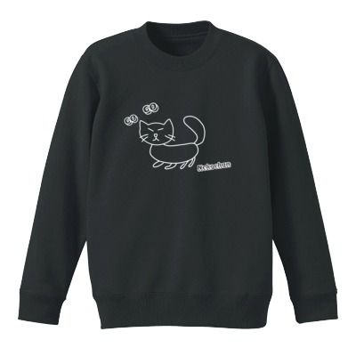 【うなちゃんねる】ゴーゴーねこちゃんスウェット【黒】