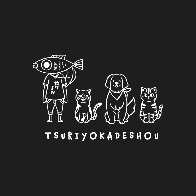 【釣りよかでしょう。】釣りよかくんまりもまるみー勢ぞろいTシャツ(ホワイトロゴ)