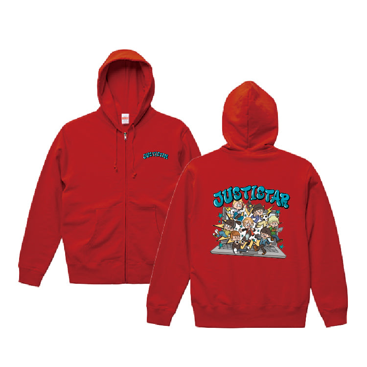 【ジャスティスター】フルジップフーディ(レッド)