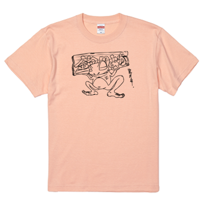 【釣りよかでしょう。】カエルTシャツ(ブラックイラスト)