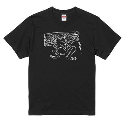 【釣りよかでしょう。】カエルTシャツ(ホワイトイラスト)
