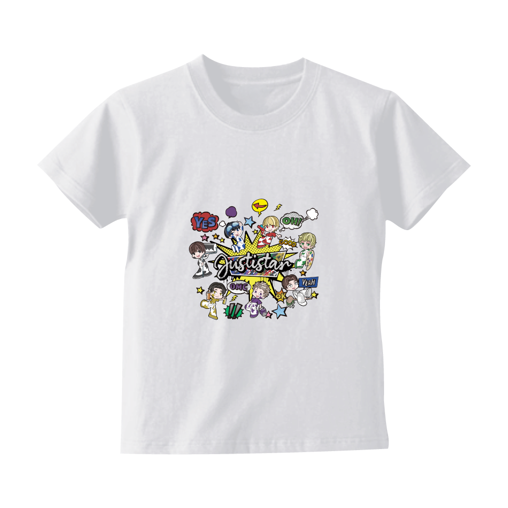 【ジャスティスター】わちゃわちゃコミックキッズTシャツ