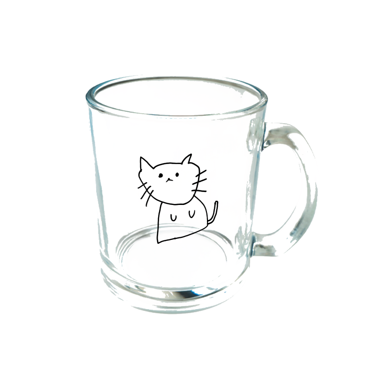 はまちこちゃんねる_にゃんこの日チャリティー【ガラスマグカップ】