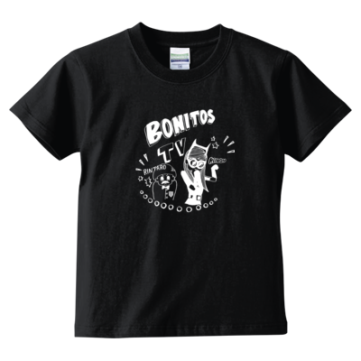 BONITOS TV モノクロ(白) キッズTシャツ