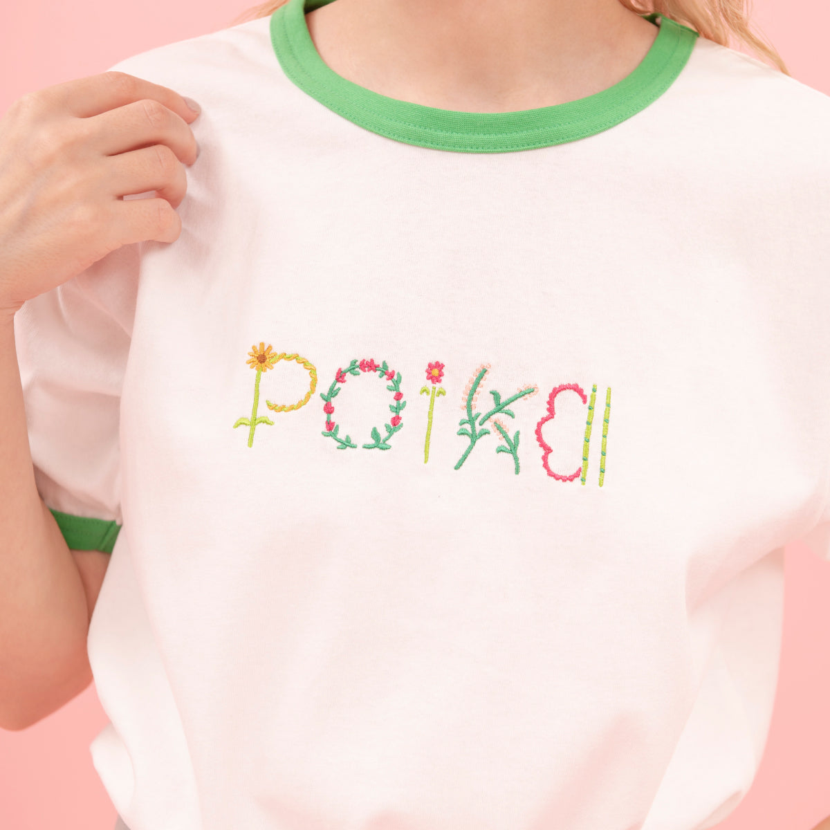 【Poika】フラワー刺繍ロゴTシャツ