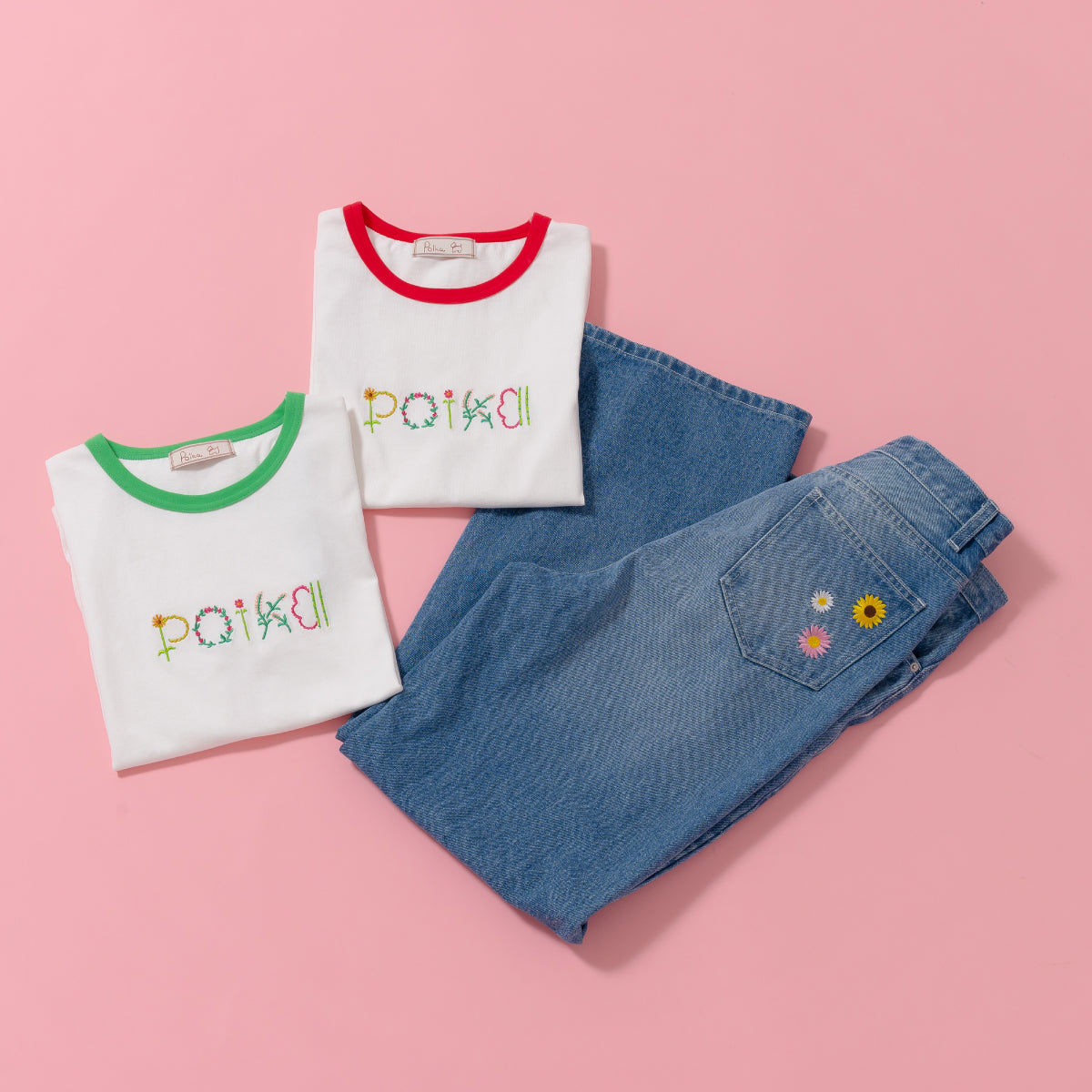 【Poika】フラワー刺繍ロゴTシャツ